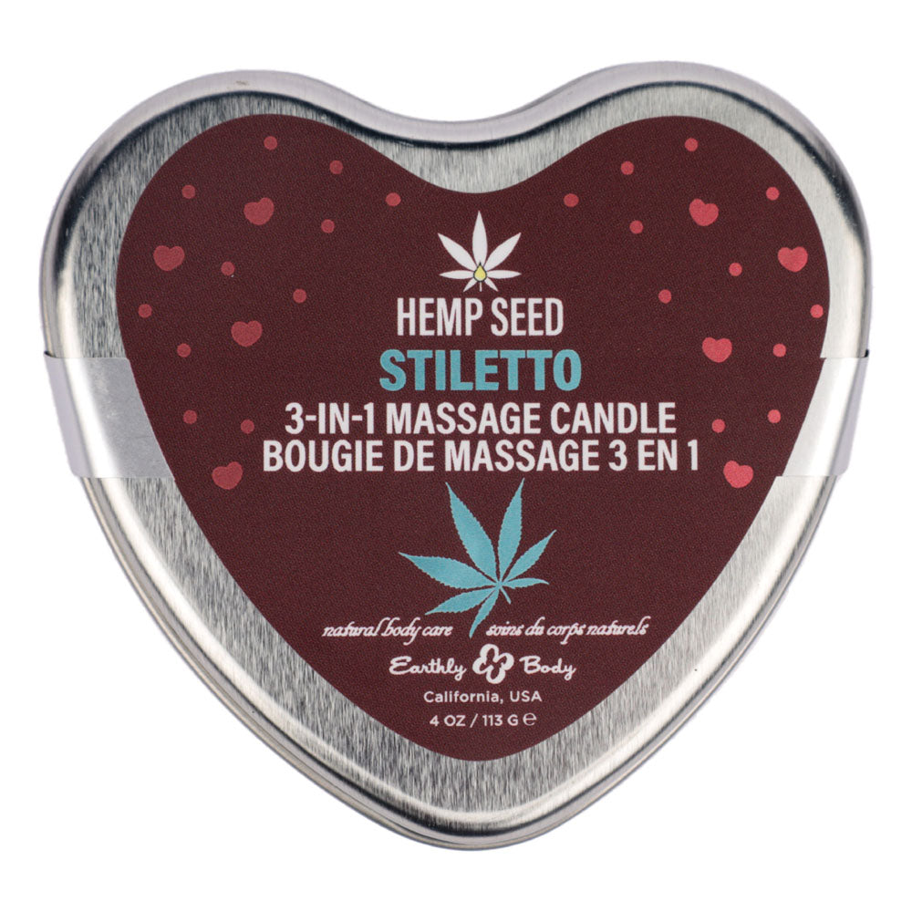 EB Hemp Seed 3 in 1 Massage Heart Candle - Stiletto - Stiletto (Flowering Sage, Wildflower Honey, Creamy Sandalwood) - 113 g - HSCV025C