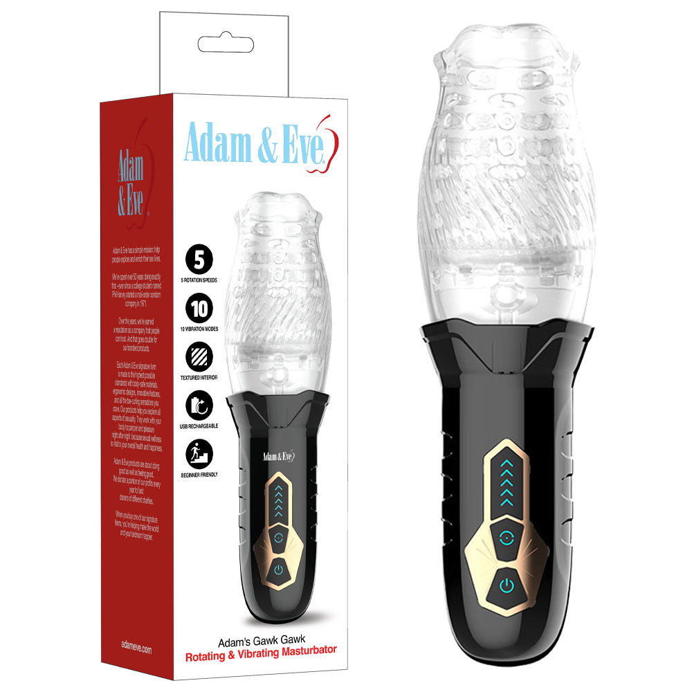 Adam & Eve Adam's Gawk Gawk - Clear USB Rechargeable Rotating Masturbator - I473 8000