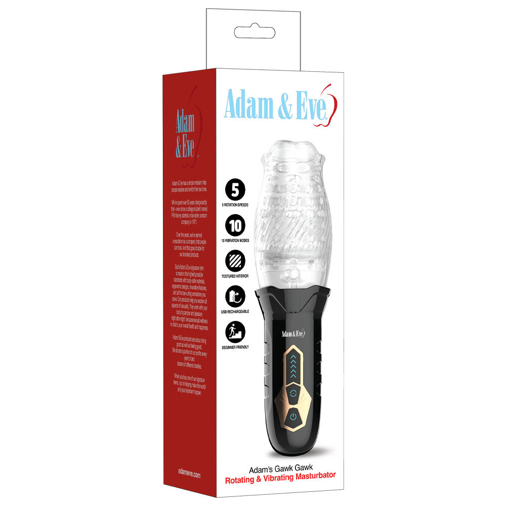 Adam & Eve Adam's Gawk Gawk - Clear USB Rechargeable Rotating Masturbator - I473 8000