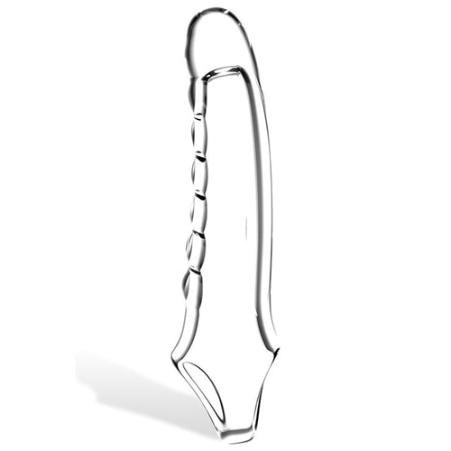Adam & Eve Ridged Rider - Clear 22.9 cm Penis Extension Sleeve - I474 2400