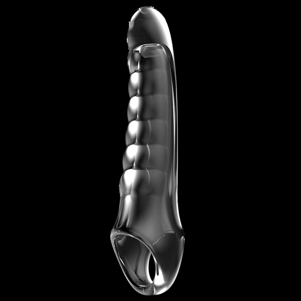Adam & Eve Ridged Rider - Clear 22.9 cm Penis Extension Sleeve - I474 2400