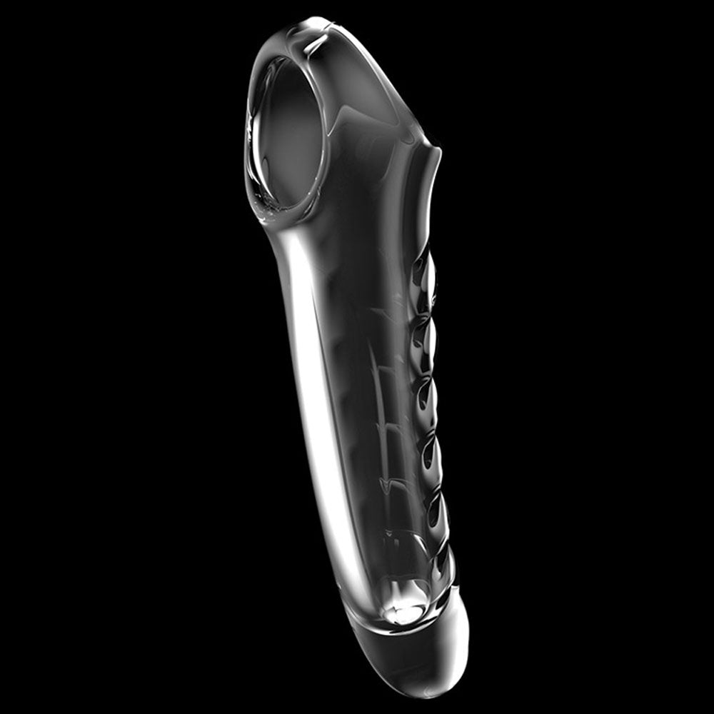 Adam & Eve Ridged Rider - Clear 22.9 cm Penis Extension Sleeve - I474 2400