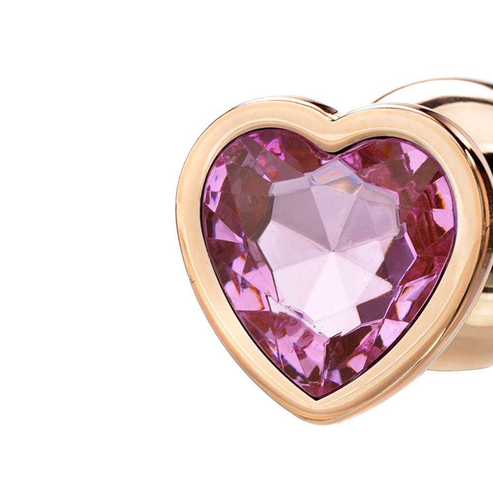 Adam & Eve ROSE GOLD HEART GEM ANAL TRAINING SET - Rose Gold Metal Anal Plugs with Pink Gem Bases - Set of 3 Sizes - I481 3100