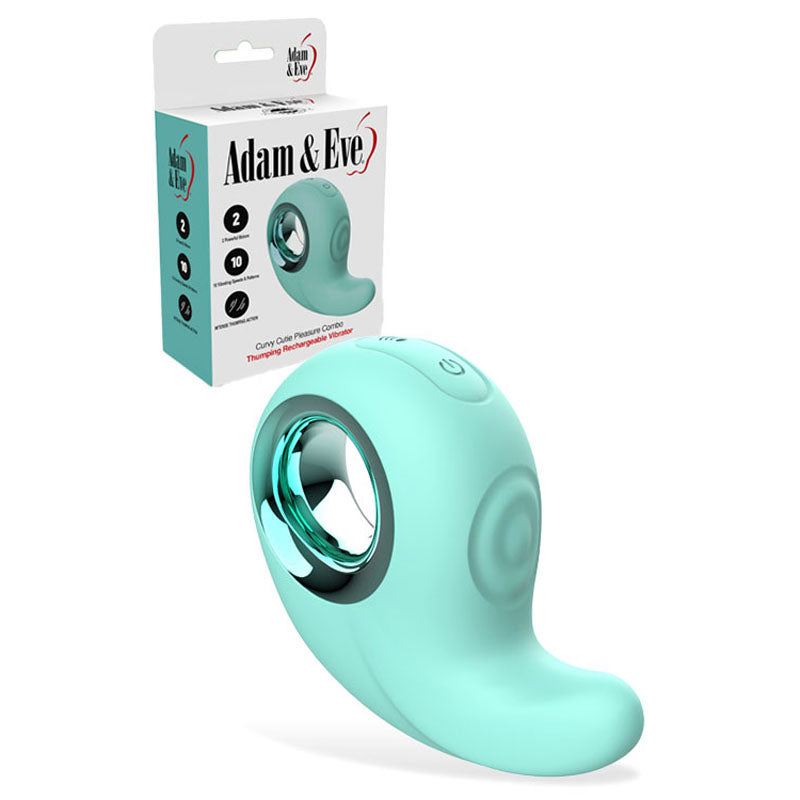 Adam & Eve CURVY CUTIE PLEASURE COMBO - Teal USB Rechargeable Tapping Stimulator - I484 4600