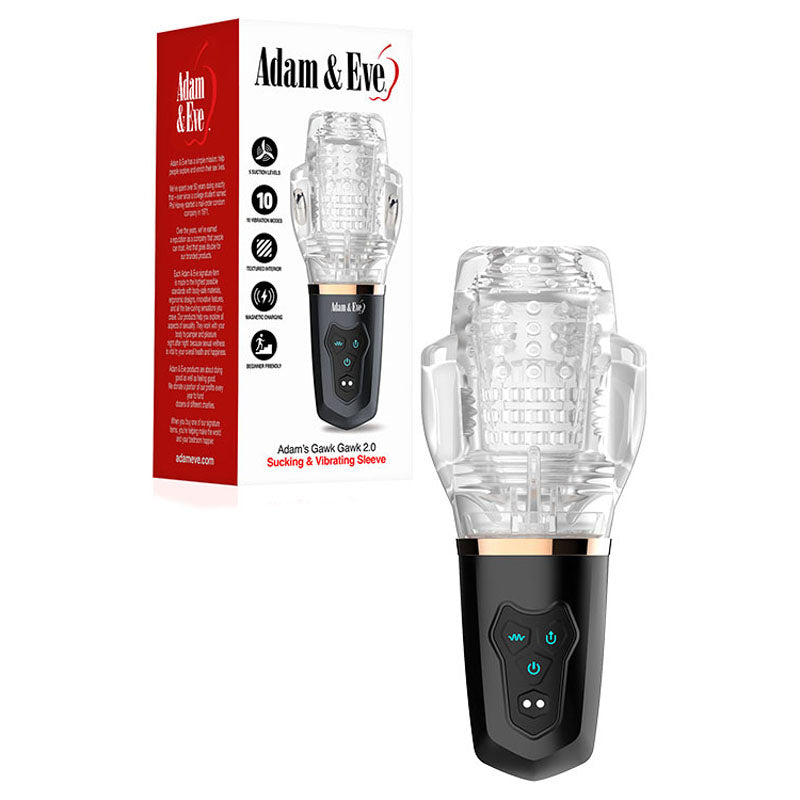 Adam & Eve Adam's Gawk Gawk 2.0 - Clear USB Rechargeable Rotating & Vibrating Masturbator - I884 8000