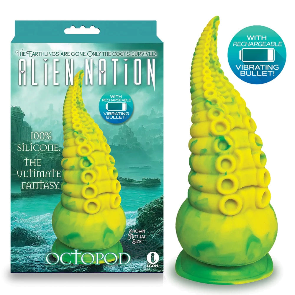 Alien Nation - Octopod - Yellow/Green 22.9 cm USB Rechargeable Vibrating Fantasy Dong - IC1354