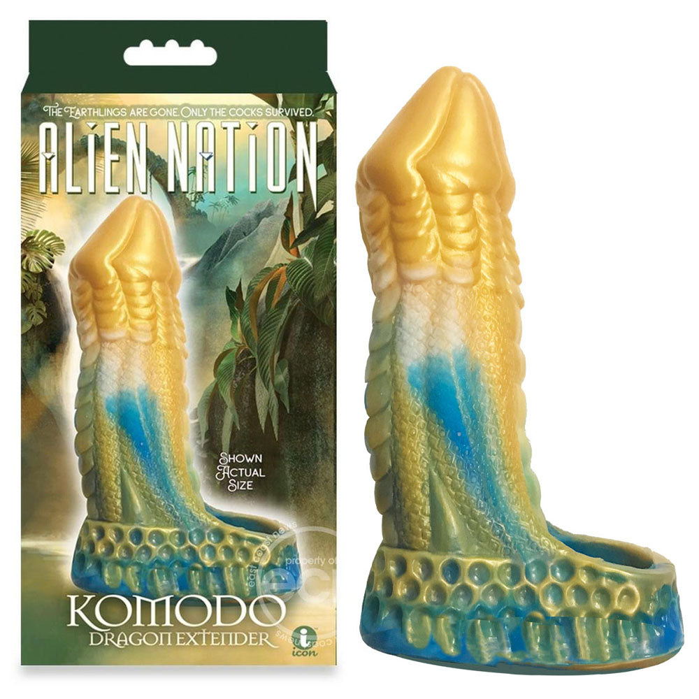 Alien Nation - Komodo - Blue/Gold 16.5 cm Penis Extender Fantasy Sleeve - IC1370