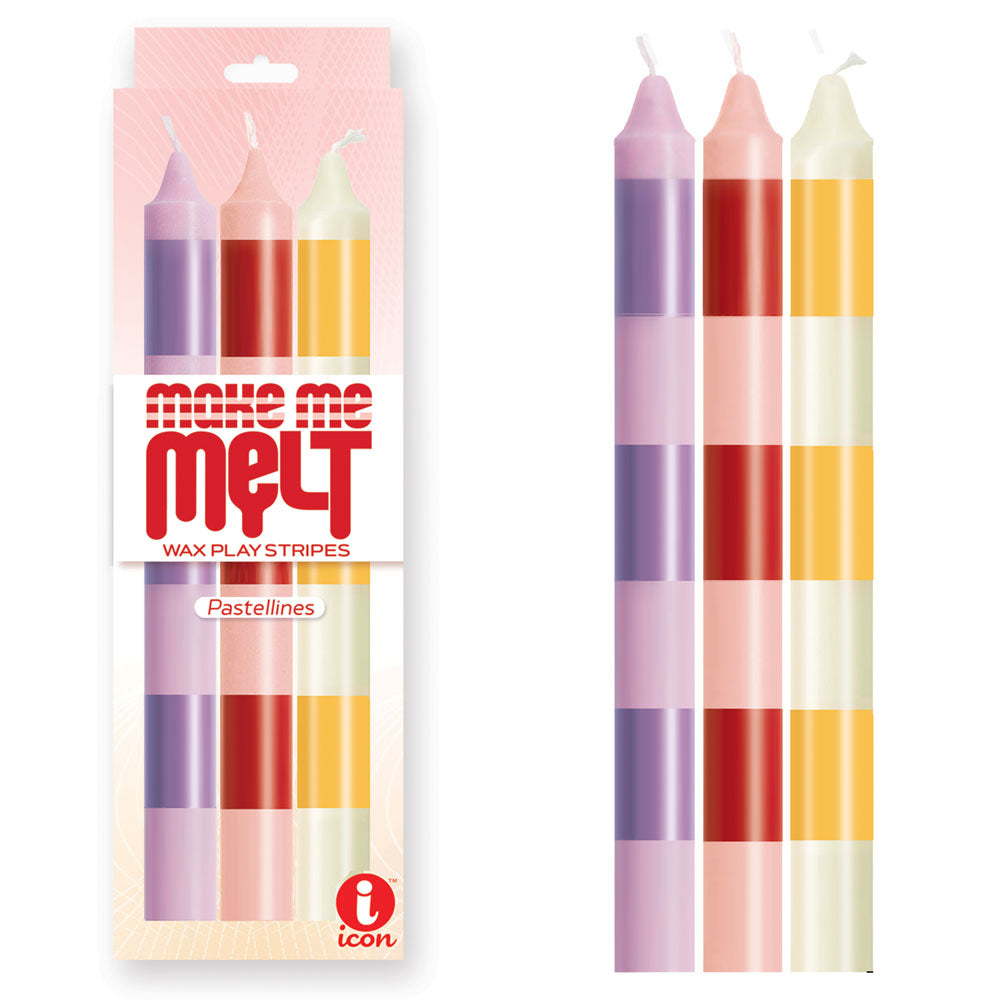The 9's Make Me Melt Drip Candle 3-Pk - Pastellines - Pastel Coloured Drip Candles - 3 Pack - IC2328