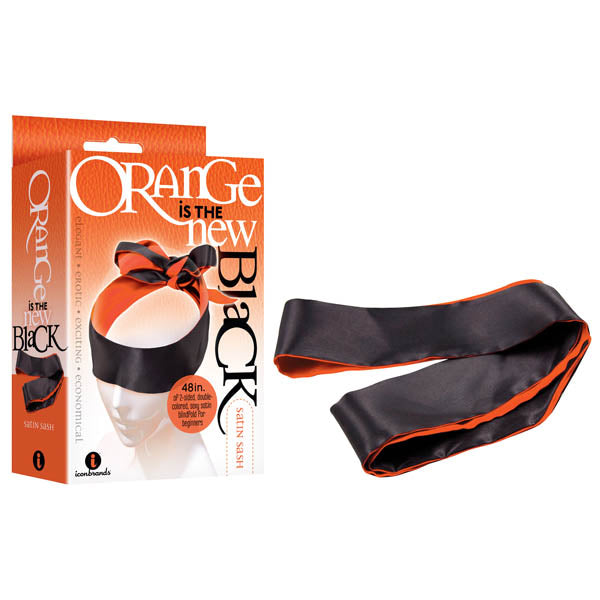 Orange Is The New Black - Satin Sash - Black/Orange Blindfold - IC2522-2