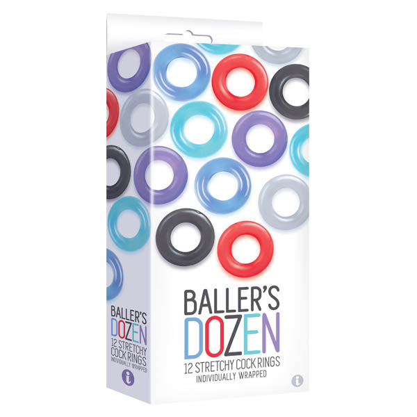 Baller's Dozen - Smooth - Individually Wrapped Cock Rings - Pack of 12 - IC2603-2