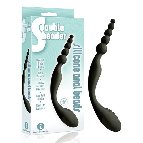 The 9's S-Double Header - Black Double Ended Anal Beads - IC2649-2