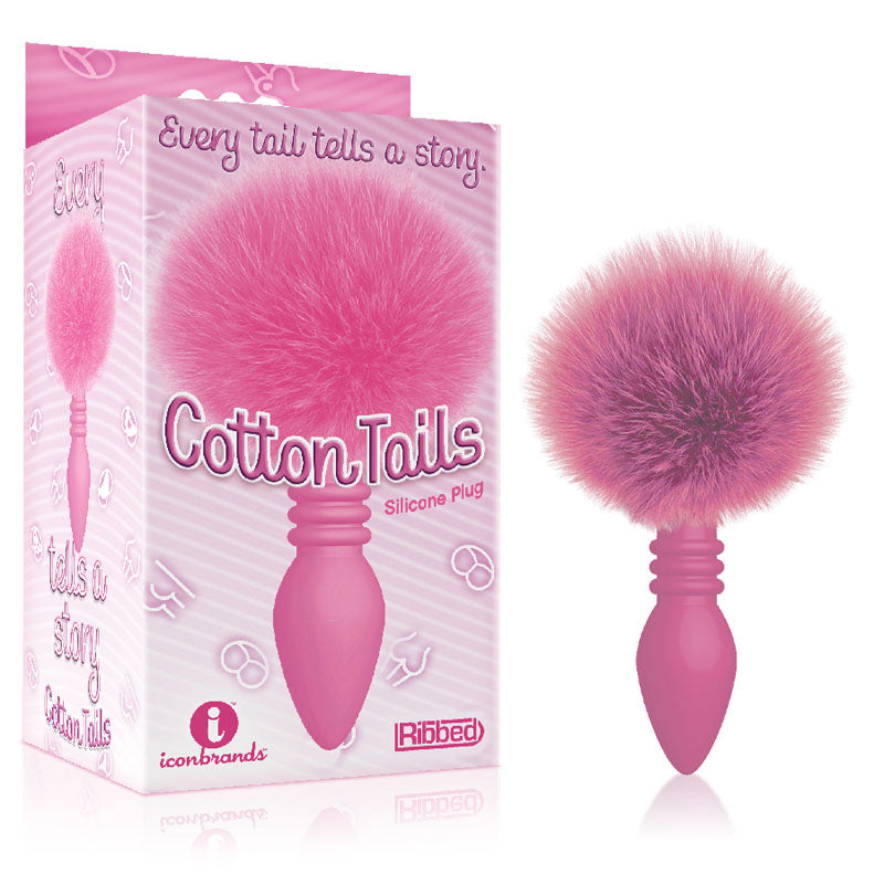 The 9's Cottontails, Ribbed Pink - Pink Butt Plug with Bunny Tail - IC2686