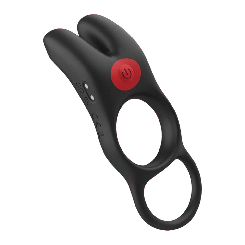 Red Dot Rings - V1 - Black USB Rechargeable Vibrating Cock Ring with Remote - IC5076