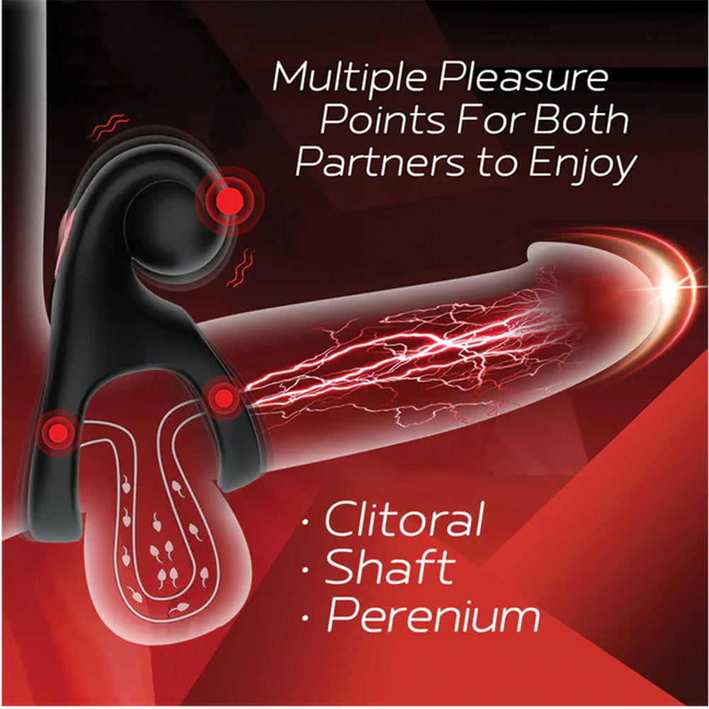 Red Dot Rings - V2 - Black USB Rechargeable Vibrating Cock & Ball Ring with Remote - IC5077