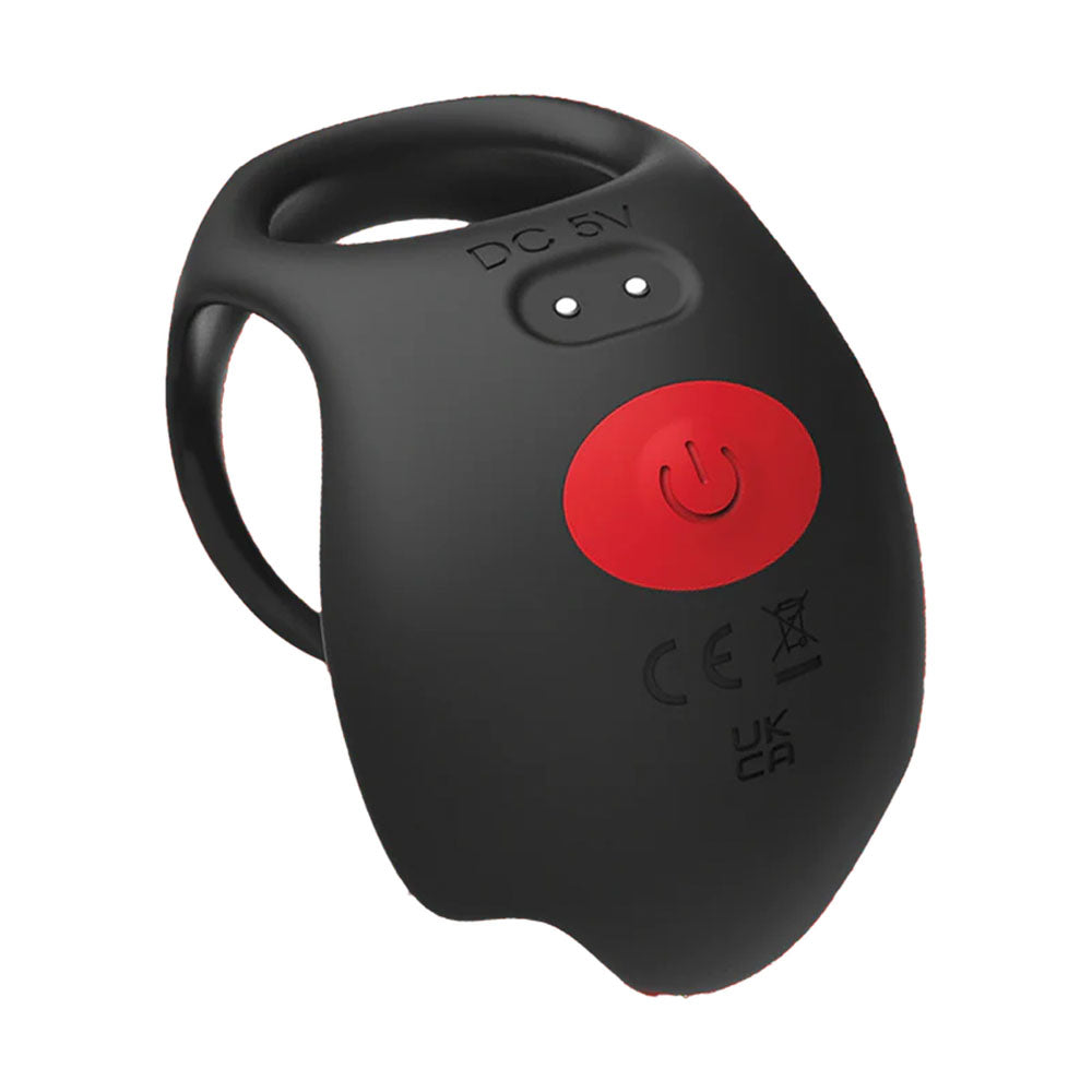 Red Dot Rings - V3 - Black USB Rechargeable Vibrating Cock & Ball Ring with Remote - IC5078