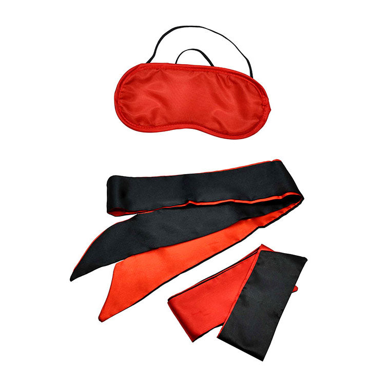 Adam & Eve SENSUAL SCARLET NIGHTS - Black/Red Couples Bondage Kit - Set of 10 Pieces - J535 6000