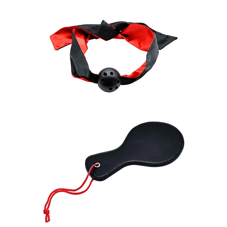 Adam & Eve SENSUAL SCARLET NIGHTS - Black/Red Couples Bondage Kit - Set of 10 Pieces - J535 6000