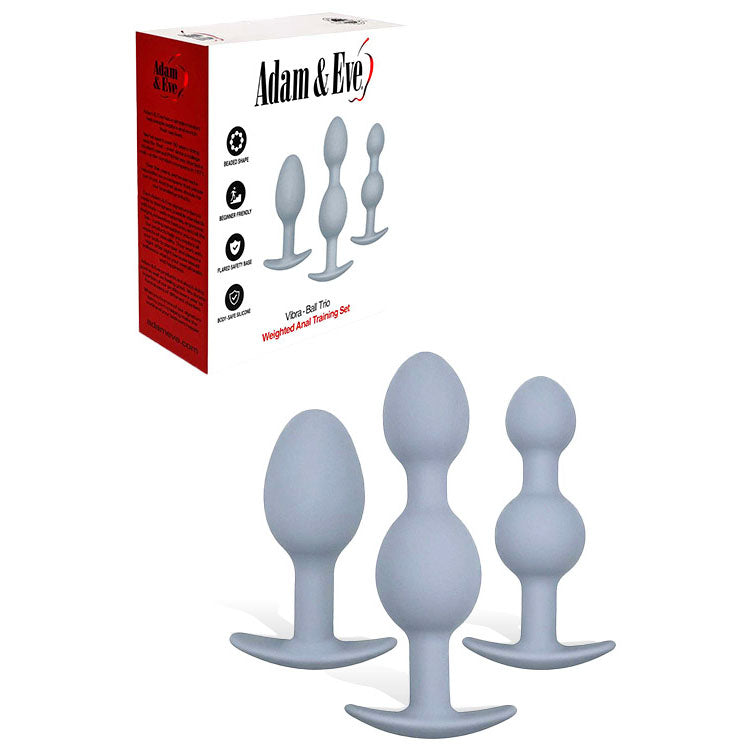 Adam & Eve VIBRA-BALL TRIO - Grey Weighted Anal Training Set - Set of 3 Plugs - J550 8500