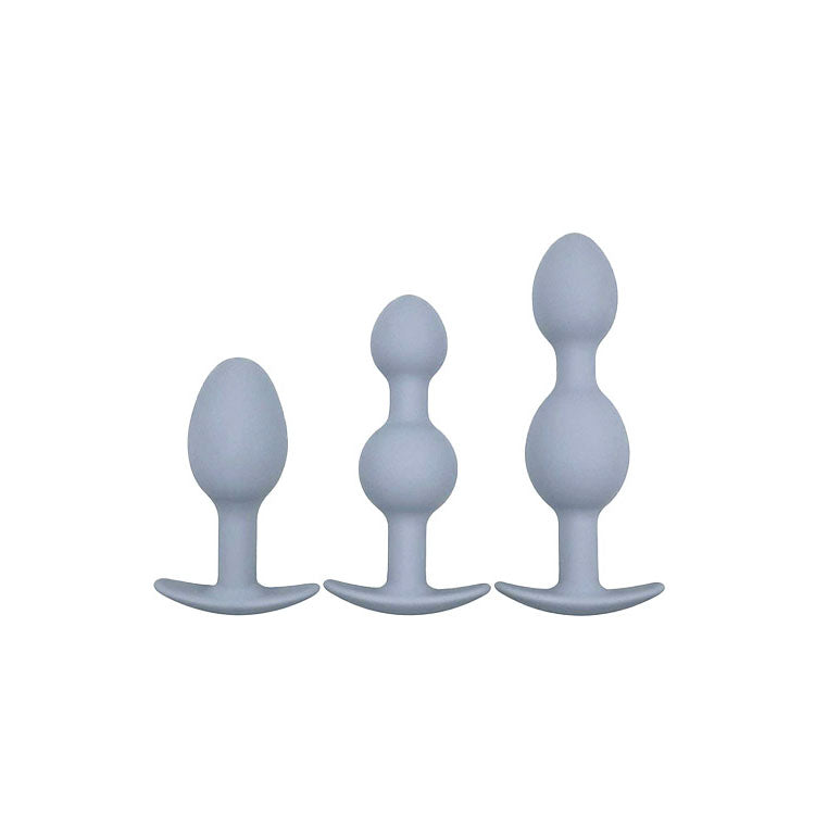 Adam & Eve VIBRA-BALL TRIO - Grey Weighted Anal Training Set - Set of 3 Plugs - J550 8500