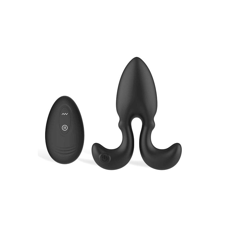 Adam & Eve OMEGA Vibrating Plug - Black 10 cm USB Rechargeable Vibrating Butt Plug with Remote - J561 8000