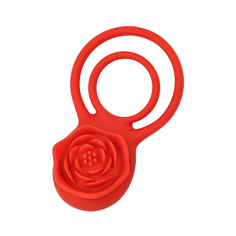 Adam & Eve VIBRATING ROSE DOUBLE ENHANCER - Red USB Rechargeable Cock & Balls Ring with Remote - J661 6000