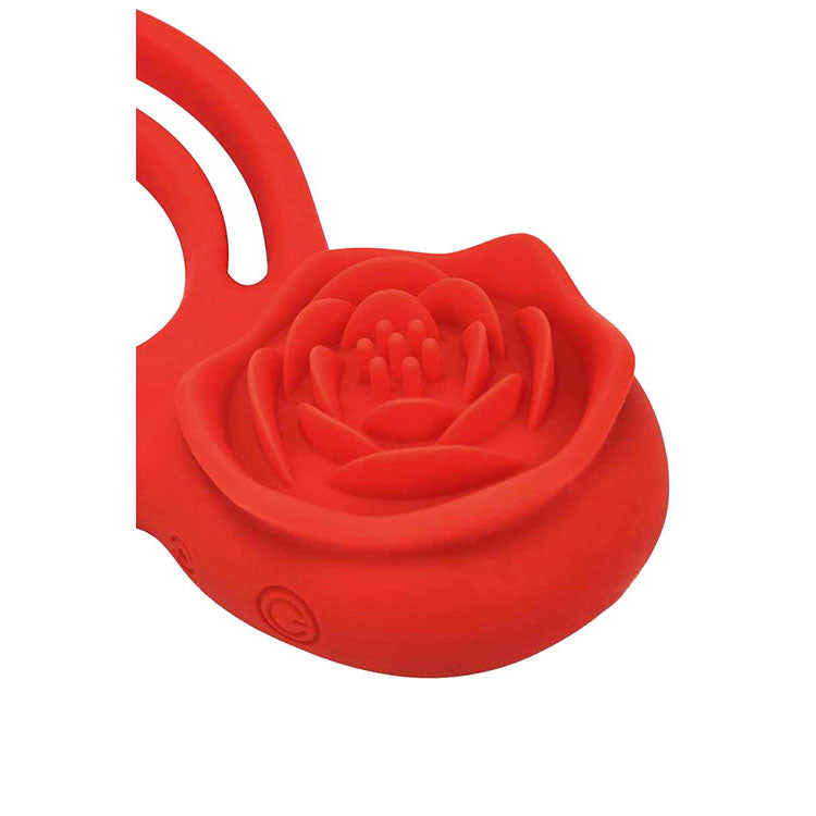 Adam & Eve VIBRATING ROSE DOUBLE ENHANCER - Red USB Rechargeable Cock & Balls Ring with Remote - J661 6000