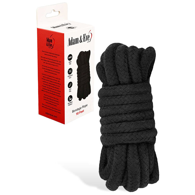 Adam & Eve BONDAGE ROPE - 3 metre (10 feet) - Black Bondage Rope - 3 metre Length - J973 8004