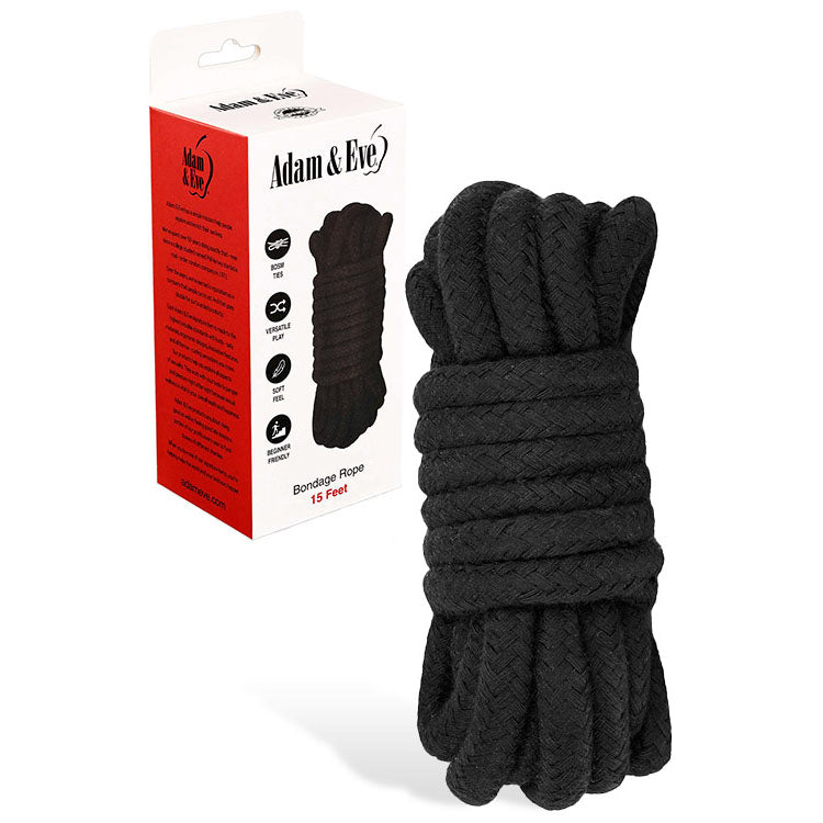 Adam & Eve BONDAGE ROPE - Black Bondage Rope - 4.5 metre Length