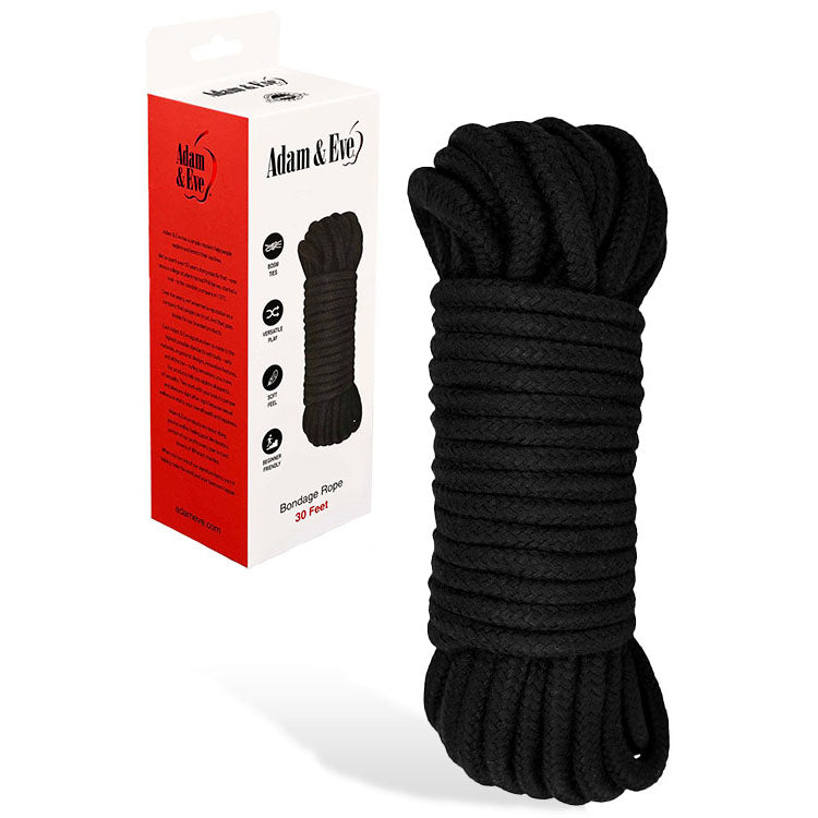 Adam & Eve BONDAGE ROPE - 9 metre (30 feet) - Black Bondage Rope - 9 metre Length - J973 8006