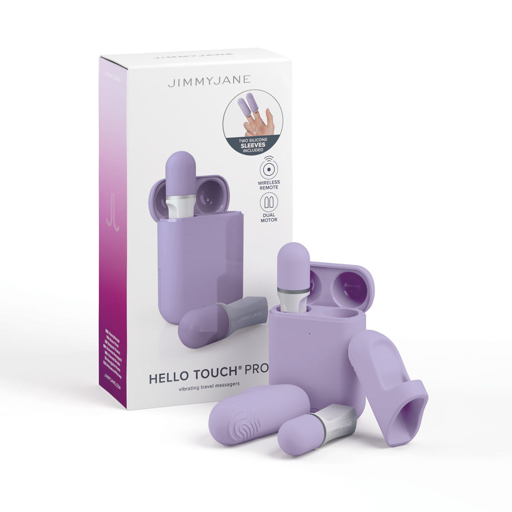 JimmyJane Hello Touch Pro - Purple Vibrating Finger Stimulators with Charging Pod - JJ10525