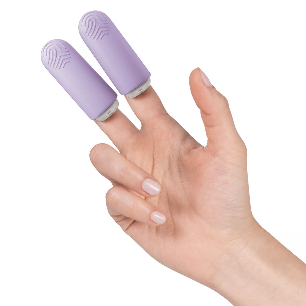 JimmyJane Hello Touch Pro - Purple Vibrating Finger Stimulators with Charging Pod - JJ10525