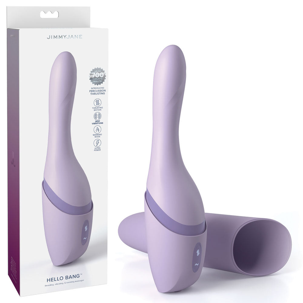 JimmyJane Hello Bang - Purple 27 cm USB Rechargeable Warming & Thrusting Vibrator - JJ40053