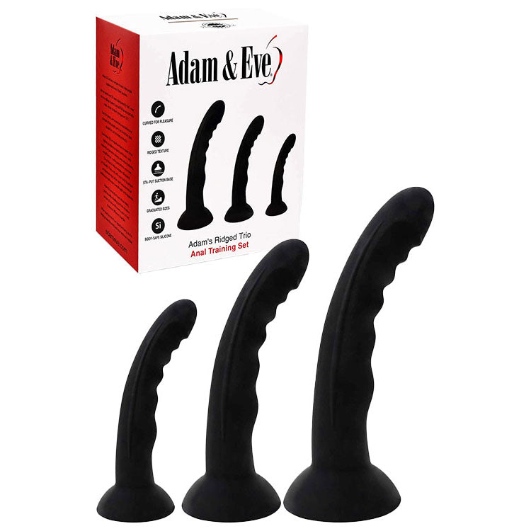 Adam & Eve ADAMS RIDGED TRIO - Black Anal Training Kit - Set of 3 Sizes - L034 8000