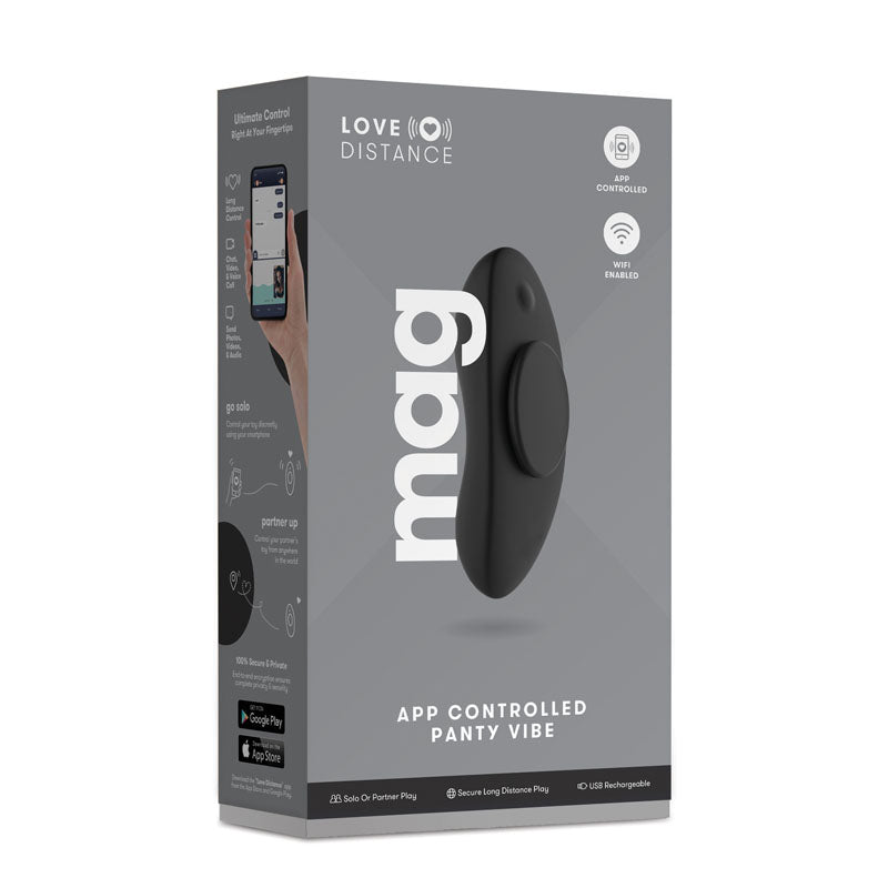 Love Distance MAG - Black Rechargeable Panty Vibrator with App Control - LD-004-BLK
