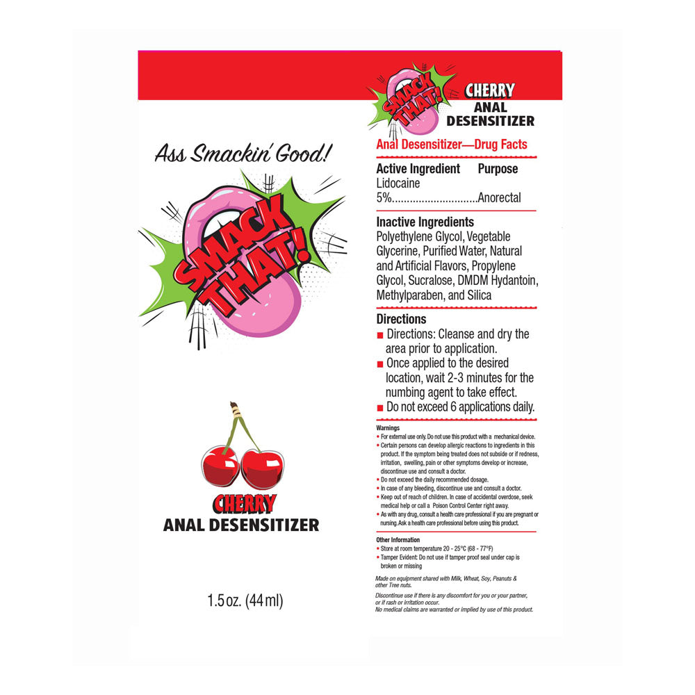 Smack That! Anal Desensitiser - Cherry - Cherry Flavoured Anal Desensitiser - 44 ml Tube - LGBT.431