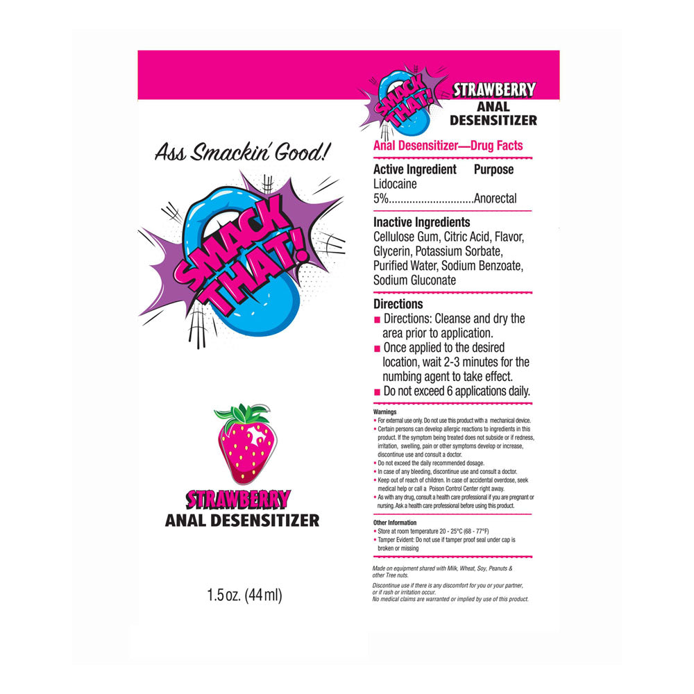 Smack That! Anal Desensitiser - Strawberry - Strawberry Flavoured Anal Desensitiser - 44 ml Tube - LGBT.433