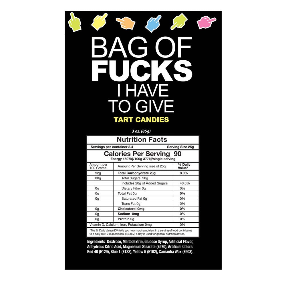 Bag Of Fucks I Have To Give - Fruit Flavoured Lollies - 85 gram Bag - LGCP.1214