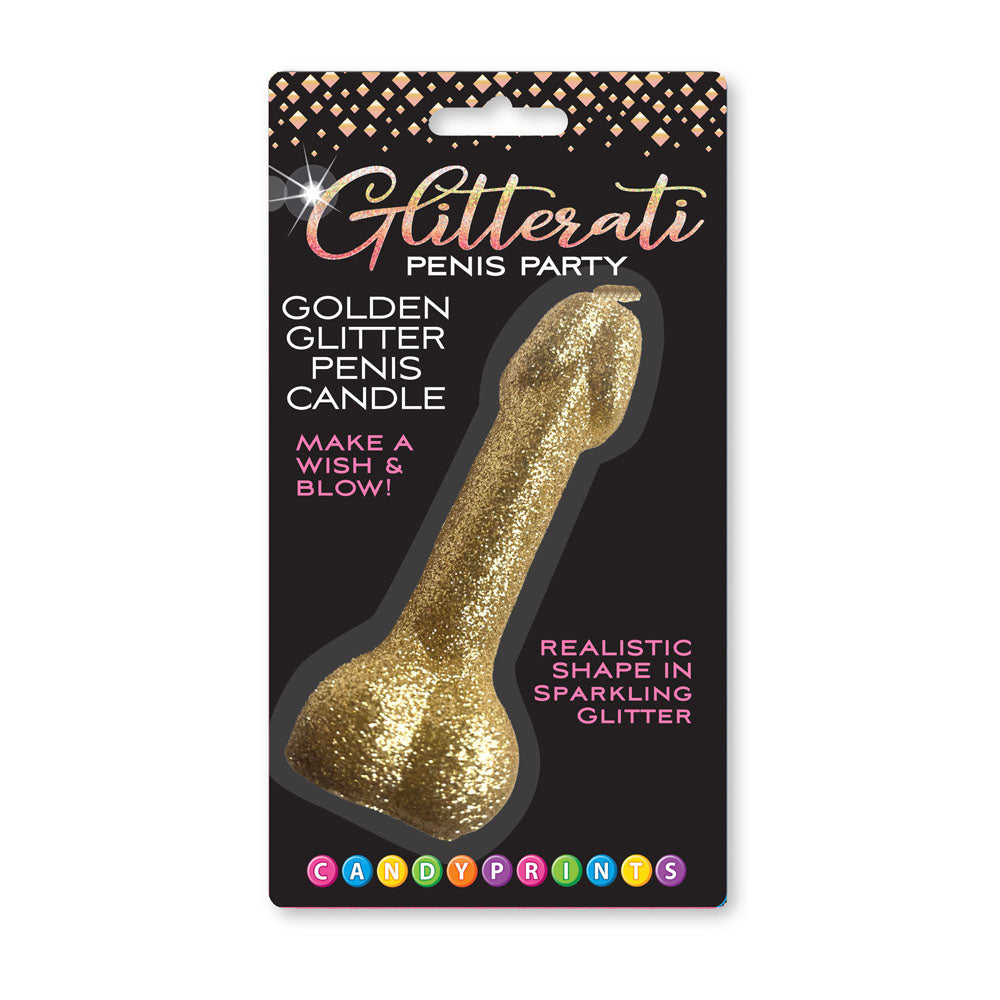Glitterati Gold Glitter Penis Candle - Gold 10 cm Penis Party Candle - LGCP.1243