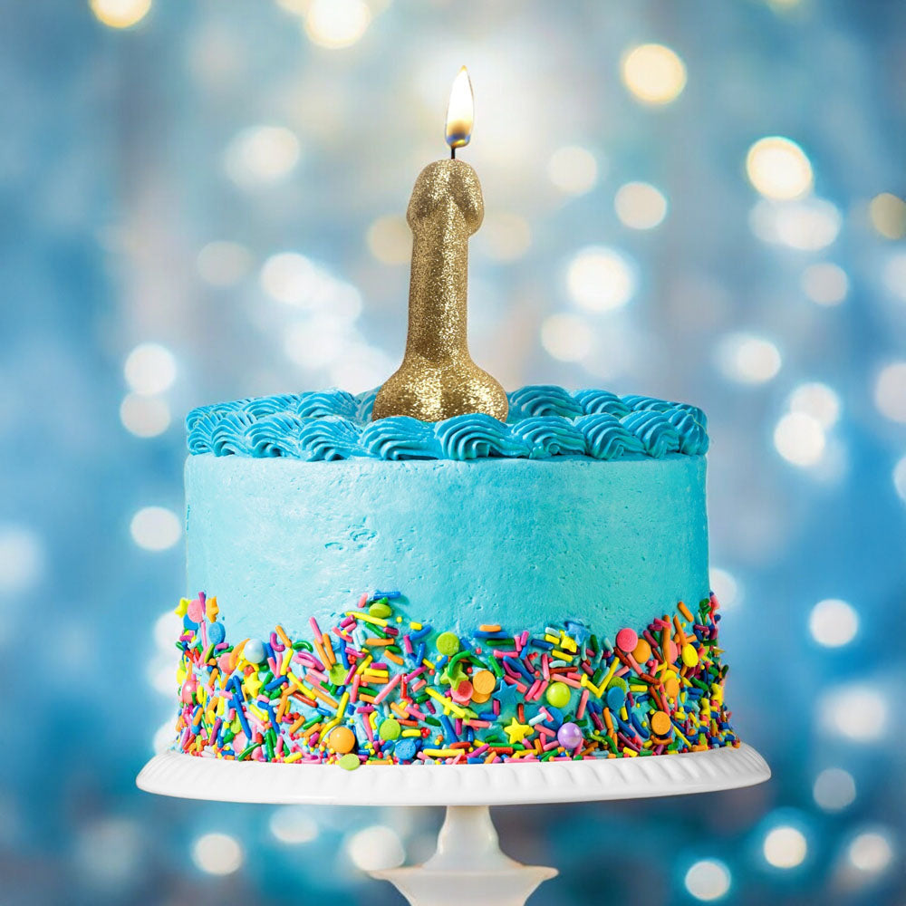 Glitterati Gold Glitter Penis Candle - Gold 10 cm Penis Party Candle - LGCP.1243