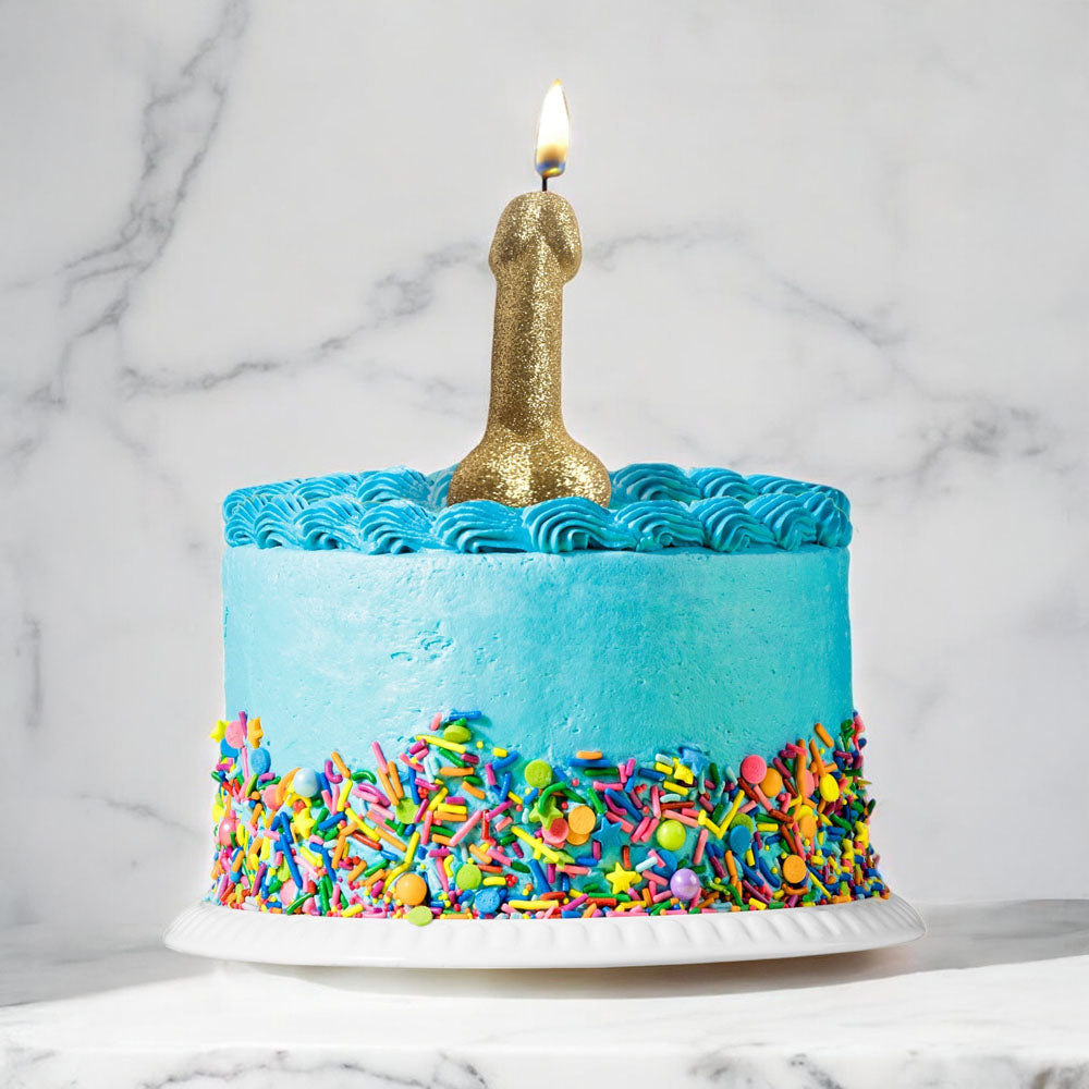 Glitterati Gold Glitter Penis Candle - Gold 10 cm Penis Party Candle - LGCP.1243