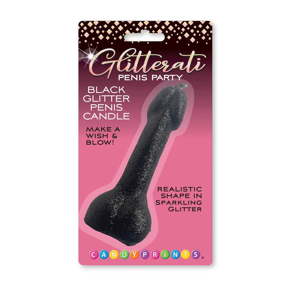Glitterati Black Glitter Penis Candle - Black 10 cm Penis Party Candle - LGCP.1244