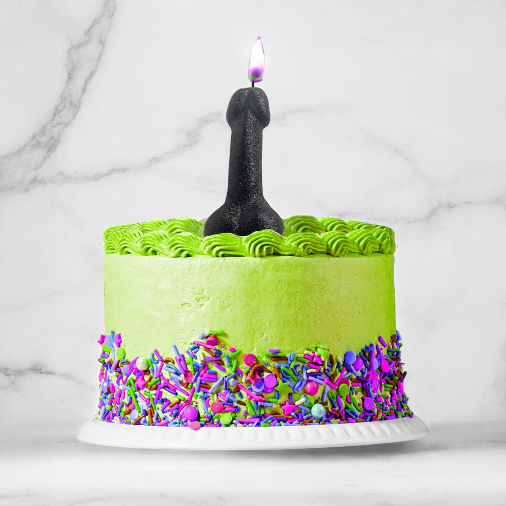 Glitterati Black Glitter Penis Candle - Black 10 cm Penis Party Candle - LGCP.1244