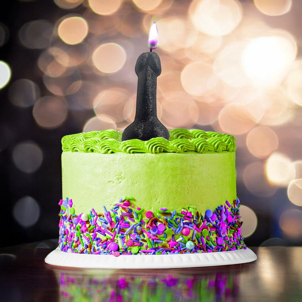 Glitterati Black Glitter Penis Candle - Black 10 cm Penis Party Candle - LGCP.1244