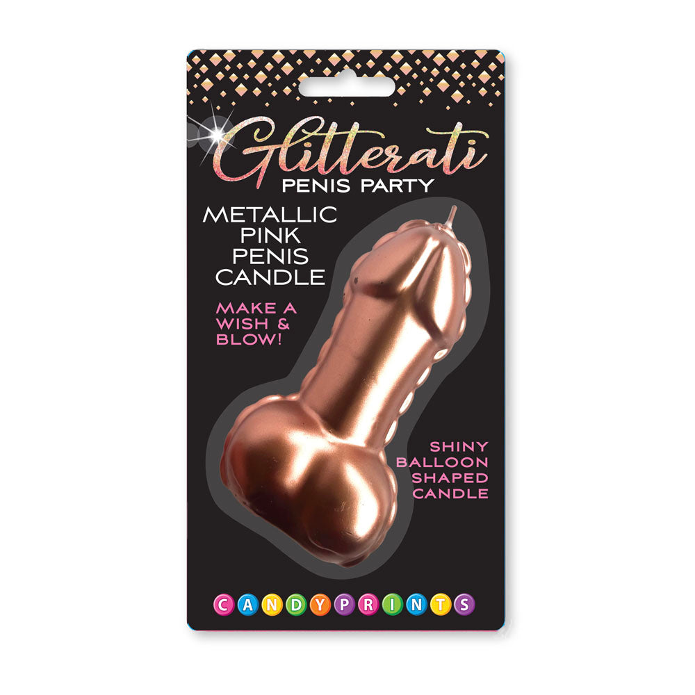 Glitterati Metallic Pink Penis Candle - Rose Gold 10 cm Penis Party Candle - LGCP.1245