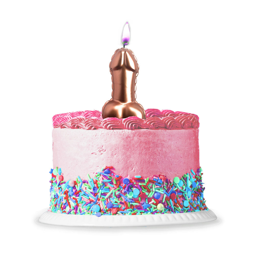 Glitterati Metallic Pink Penis Candle - Rose Gold 10 cm Penis Party Candle - LGCP.1245