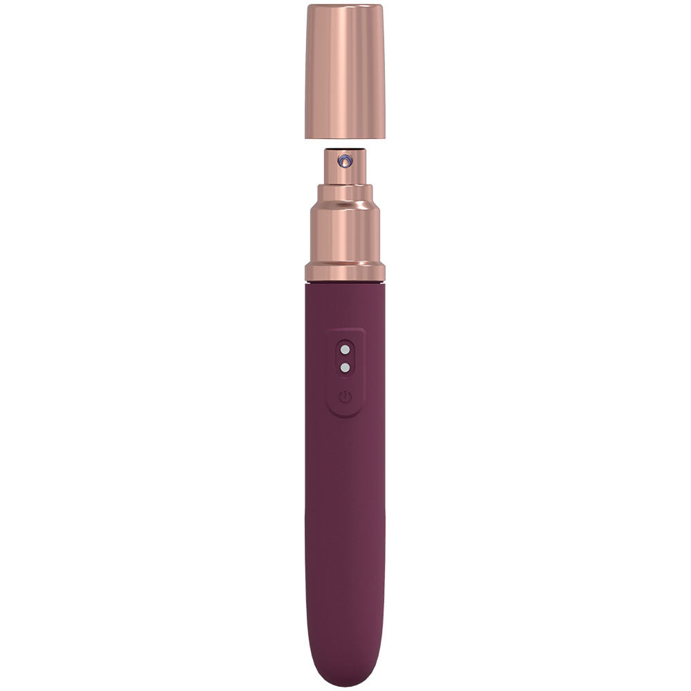 LOVELINE The Traveler - Burgundy - Burgundy 17.6 cm USB Rechargeable Vibrator with Lube Applicator - LOVU015BUR