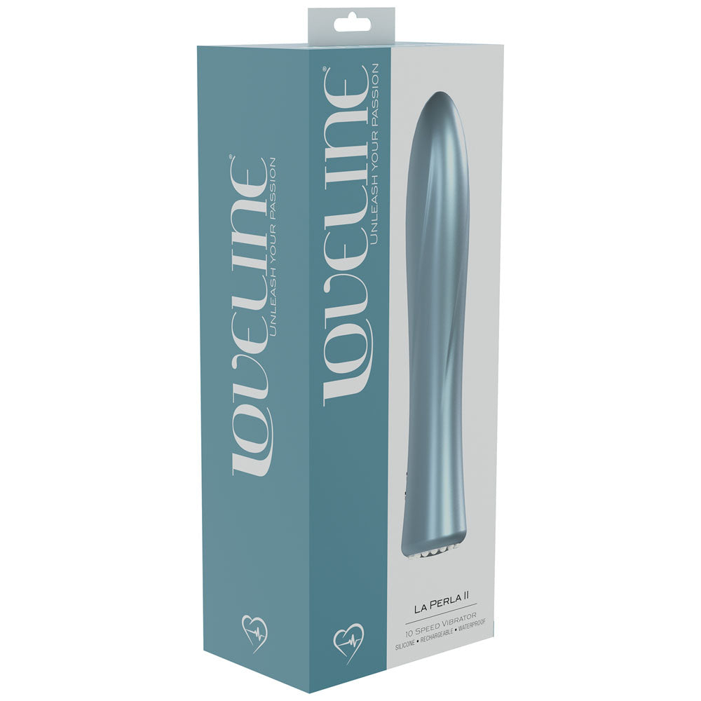 LOVELINE La Perla II - Blue - Pearlescent Blue 19.2 cm USB Rechargeable Vibrator - LOVU024PBLU