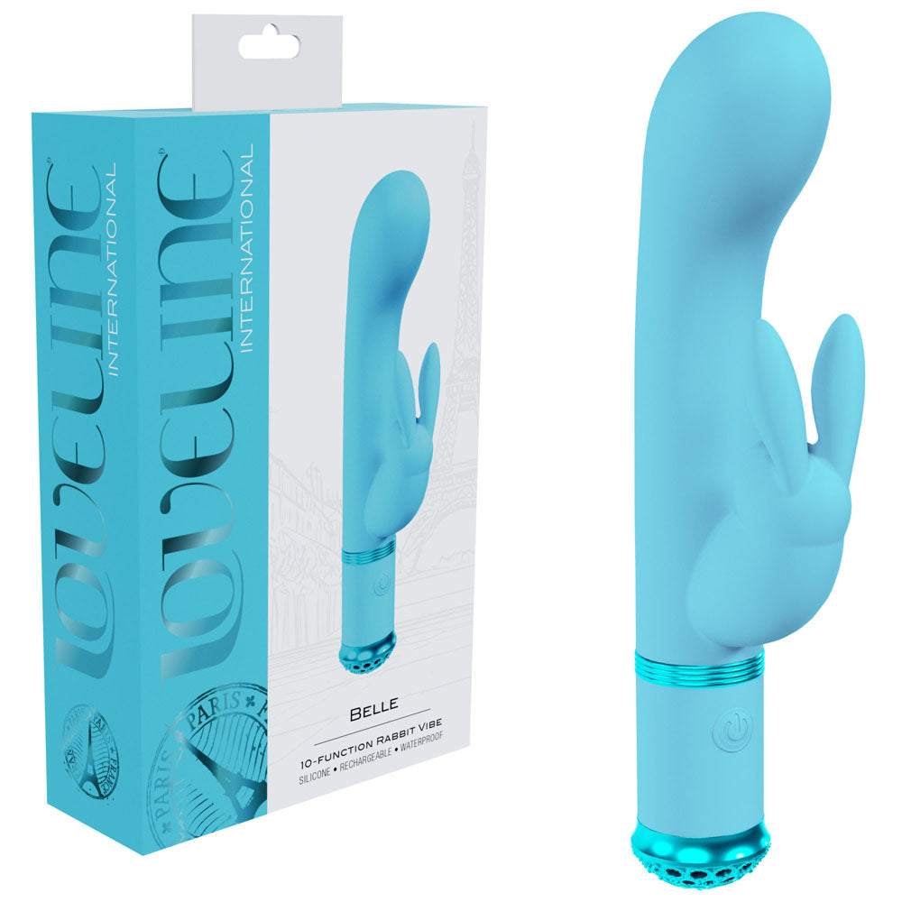 LOVELINE Belle - Blue - Blue 15.6 cm USB Rechargeable Rabbit VIbrator - LOVU062BLU