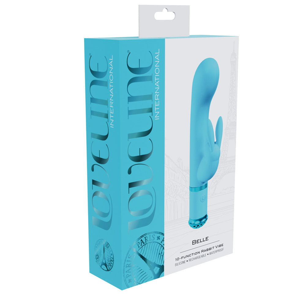 LOVELINE Belle - Blue - Blue 15.6 cm USB Rechargeable Rabbit VIbrator - LOVU062BLU