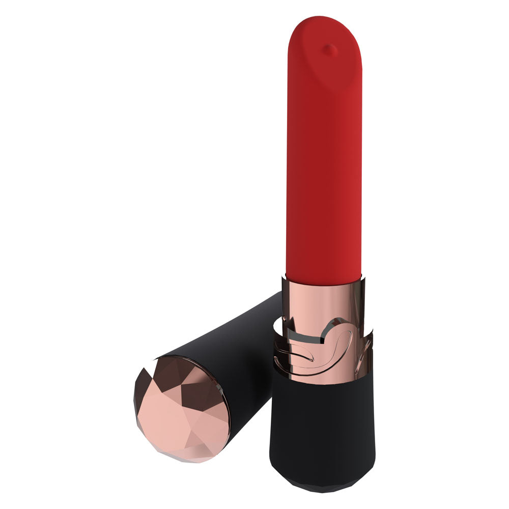 LOVELINE Dahlia - Black - Black/Red 12.5 cm USB Rechargeable Lipstick Vibrator - LOVU083BLK